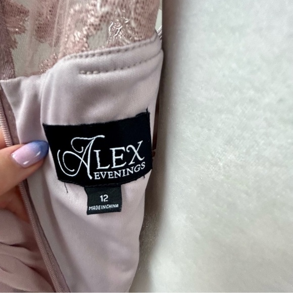 Alex Evenings Wisteria Rose Lace Cap Sleeve Maxi Gown with Shawl Size 12 - Picture 12 of 14